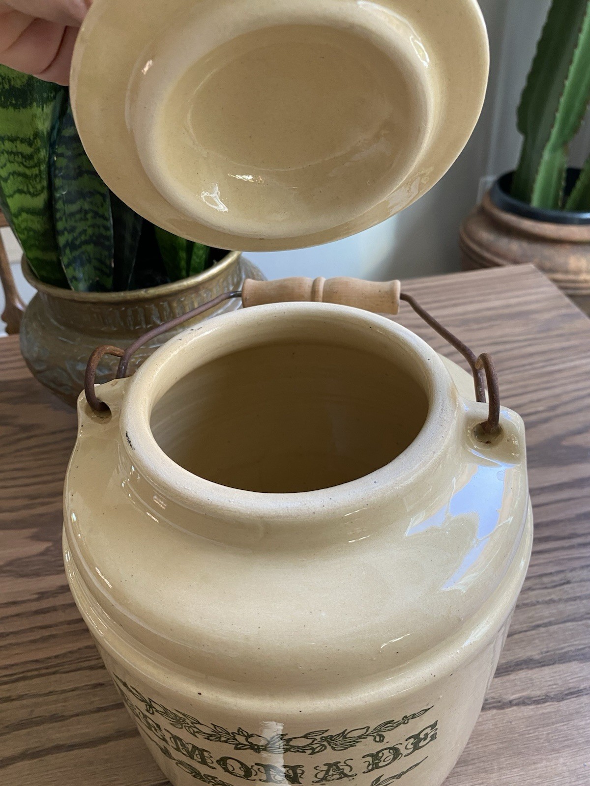 Vintage Stoneware Lemonade Crock With Handle And Lid Lemonade Dispenser