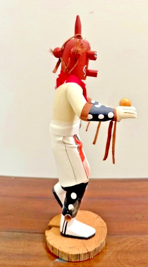 Vintage HOPI NATIVE AMERICAN “MUDHEAD” DANCING KACHINA DOLL SIGNED AE, 12" TALL