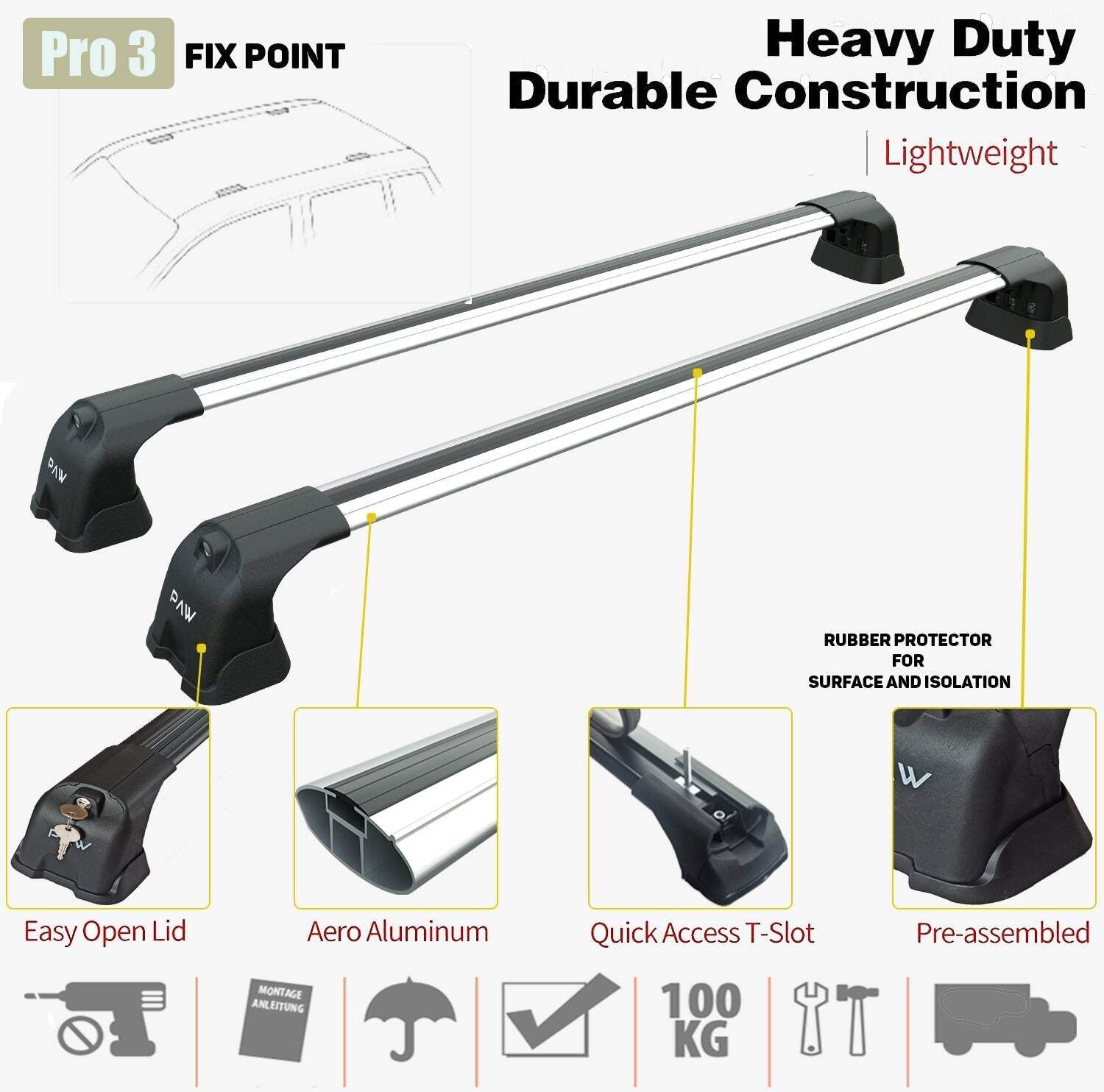 For Mercedes E Sedan W212 2013-2017 Roof Rack Cross Bars Fix Point Alu Silver