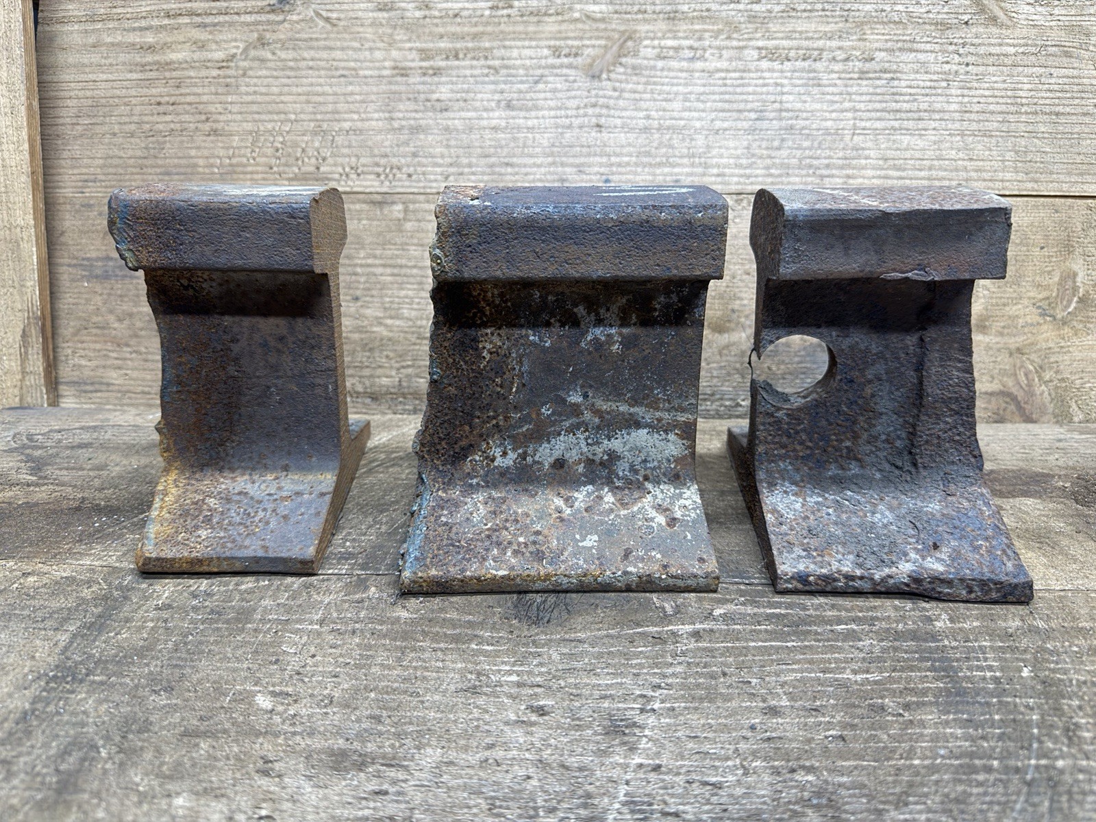 3 Pieces Of  Steel Railroad Rail Train track Anvil Collectible Blacksmith 26 Lbs