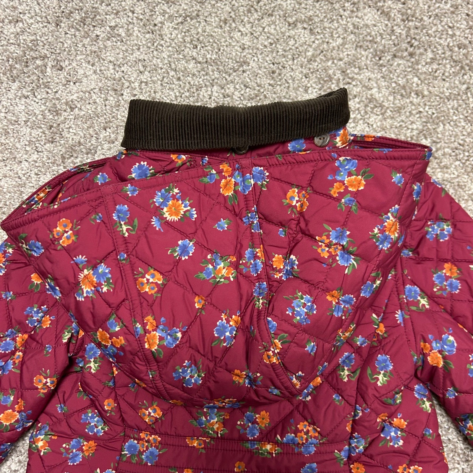 NWT Polo Ralph Lauren Water Repellent Barn Jacket Floral Girls 5 Corduroy Trim