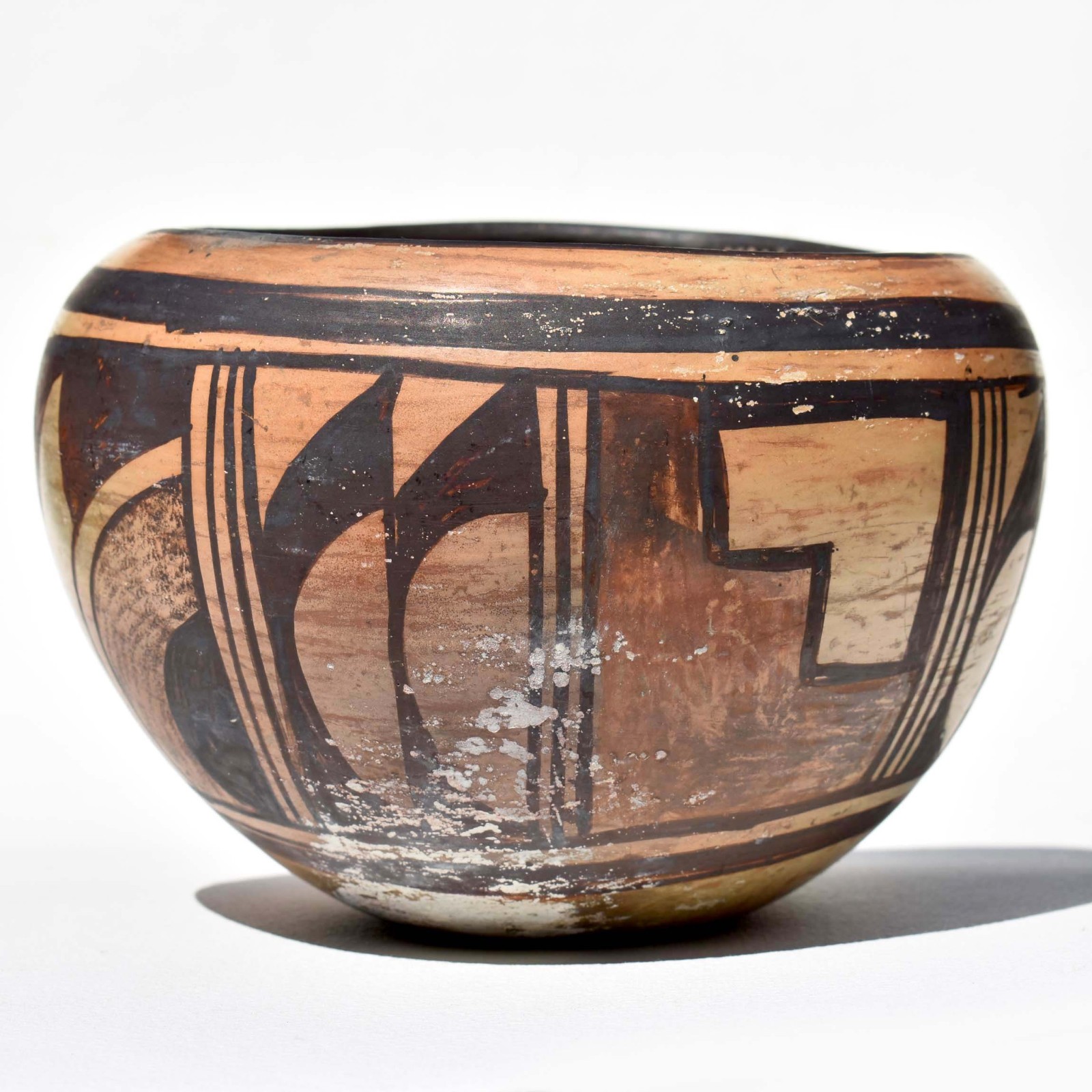 20th C Antique Hopi Sikyatki Revival - Yellow Ware Pot - Polychrome Olla Bowl