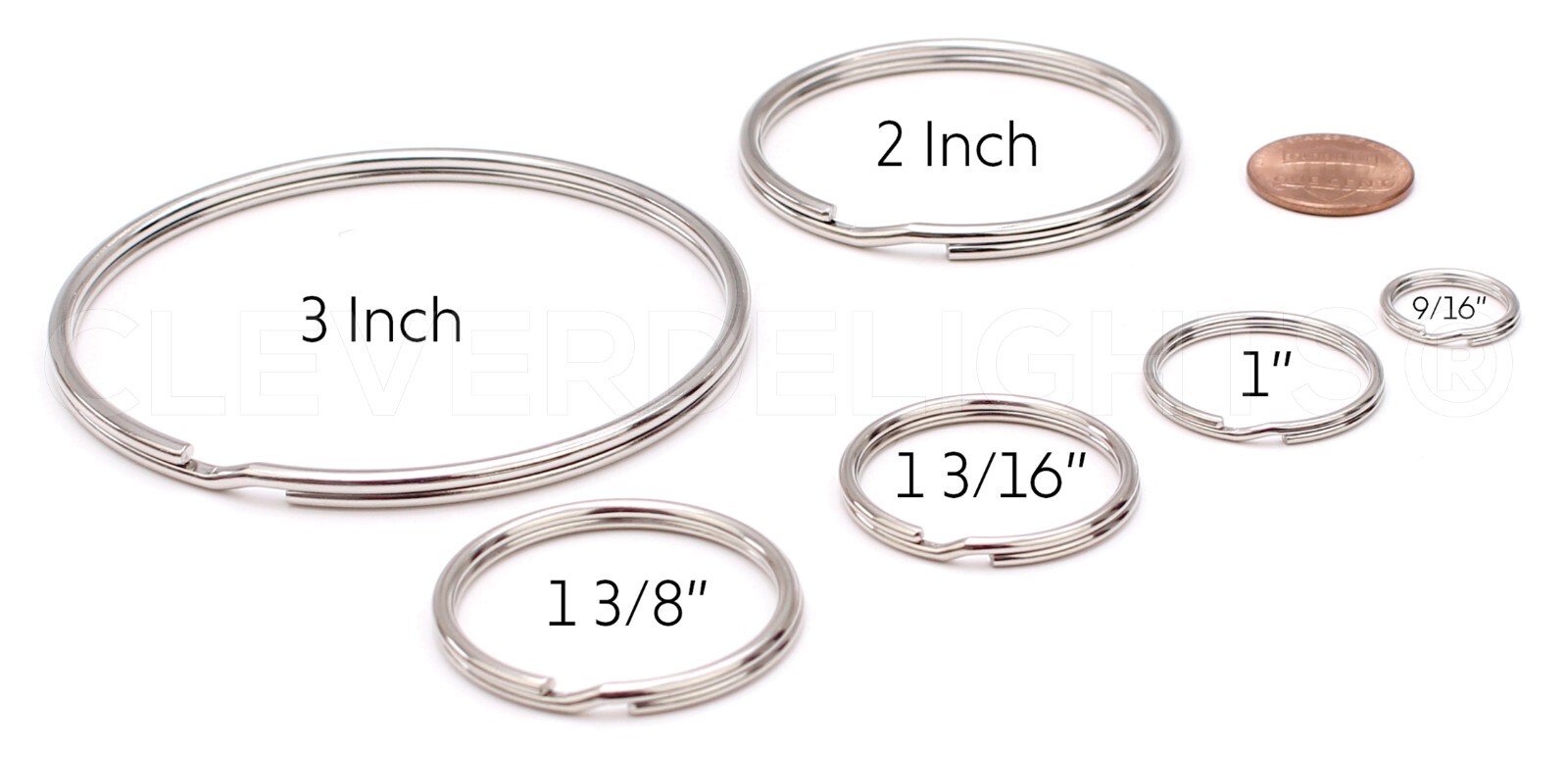 Heavy Duty Split Key Rings - Pick Size/Qty - 1" 2" 3" Inch - 10 25 50 100 1000