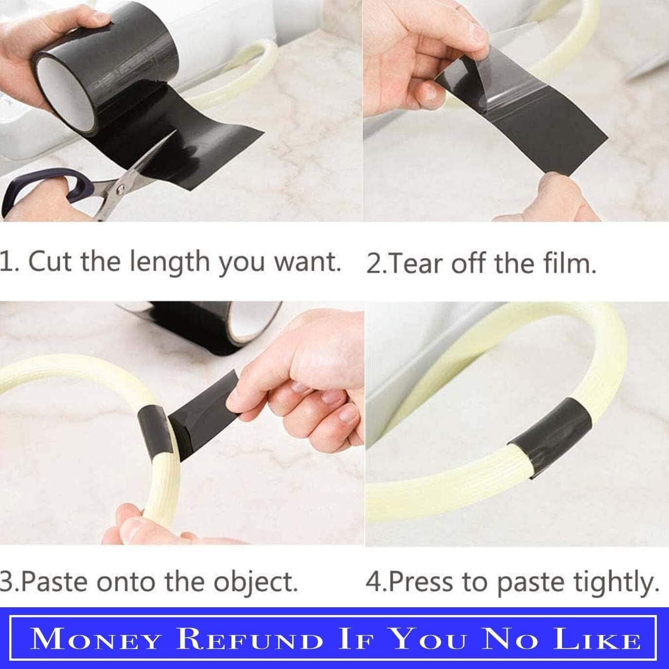 Flex Waterproof Rubberized Tape Stop Leak Seal Tape Repair Patch 4" X 5Ft Black