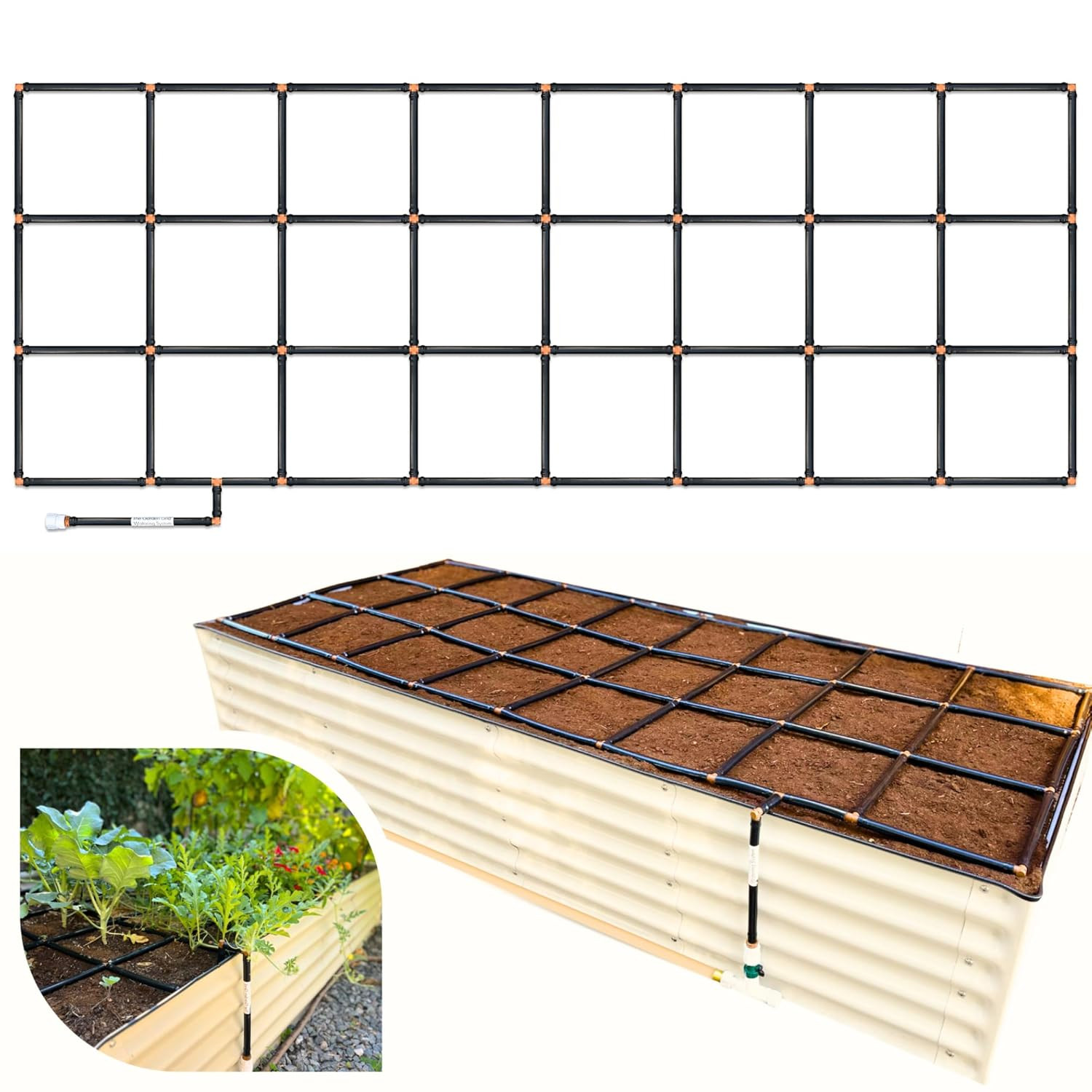 The Garden Grid | Pre-Assembled Garden Bed Watering System – Waters Every Plant