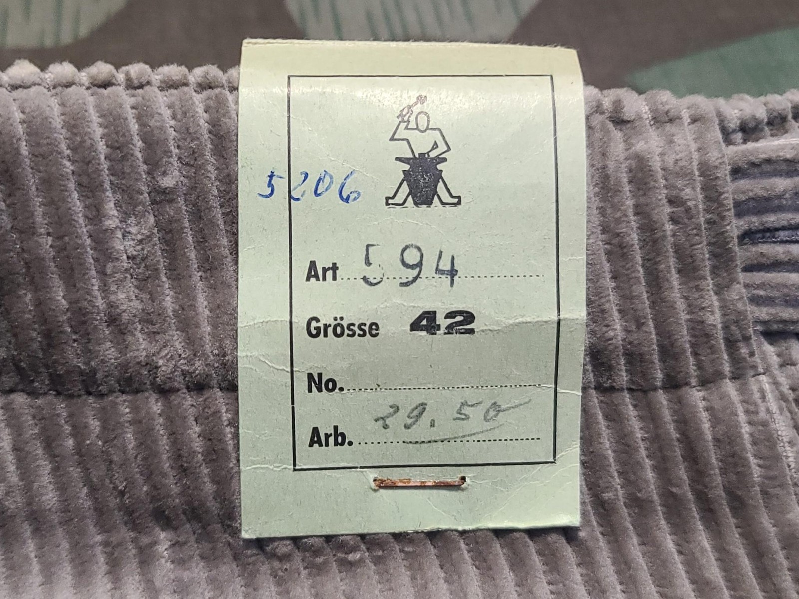 Vintage 1930s 1940s German Gray Corduroy Plus Fours Trousers NOS (28" waist)