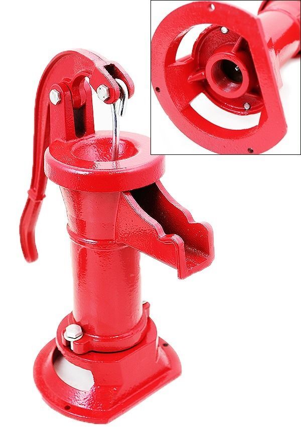 XtremepowerUS Antique Pitcher Hand Pump Red Operated 25' Outdoor Patio Water