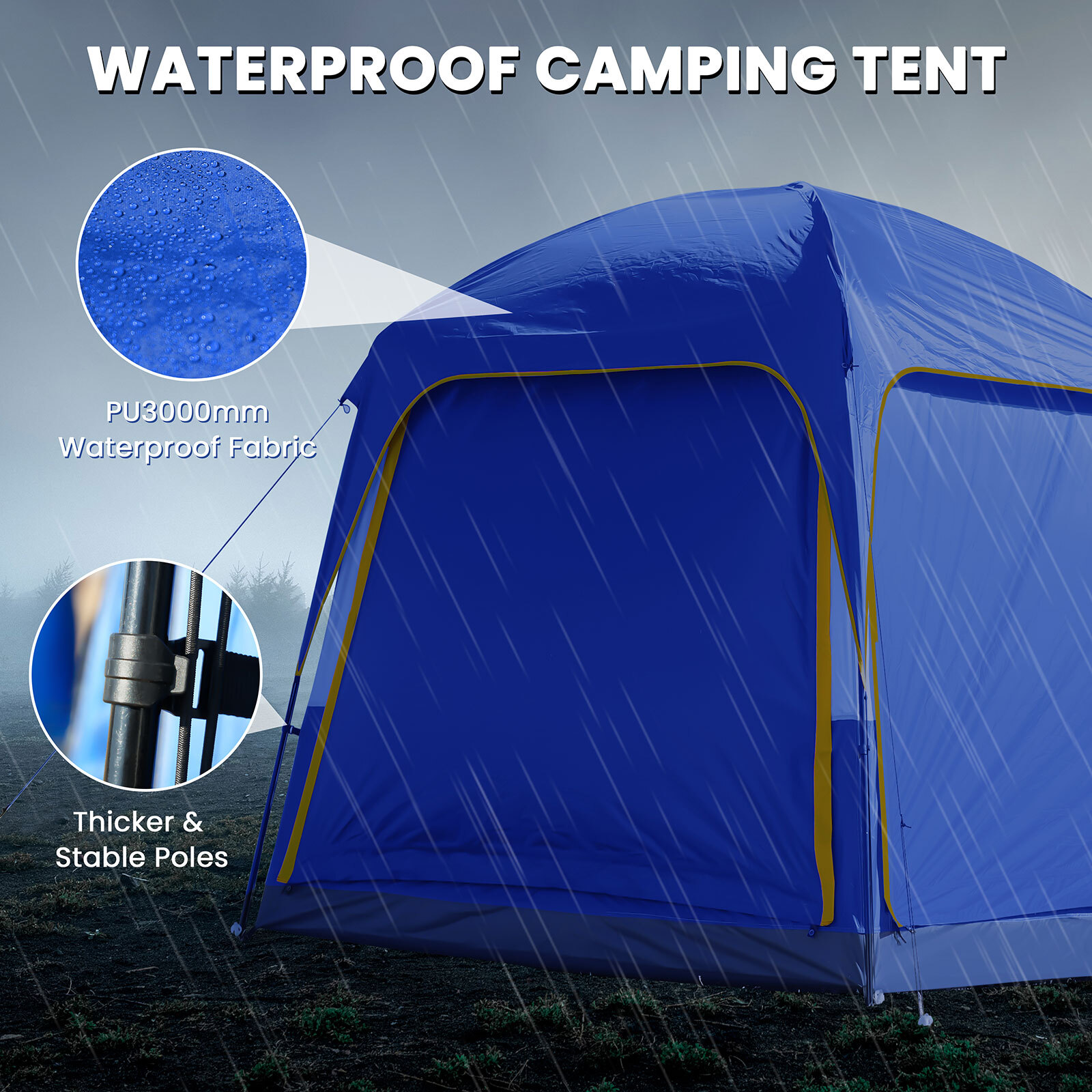 NAIZEA SUV Tent for Camping, 6-Person Car Tent 8.2'*8.2'*87in(H) With 2 Porchs