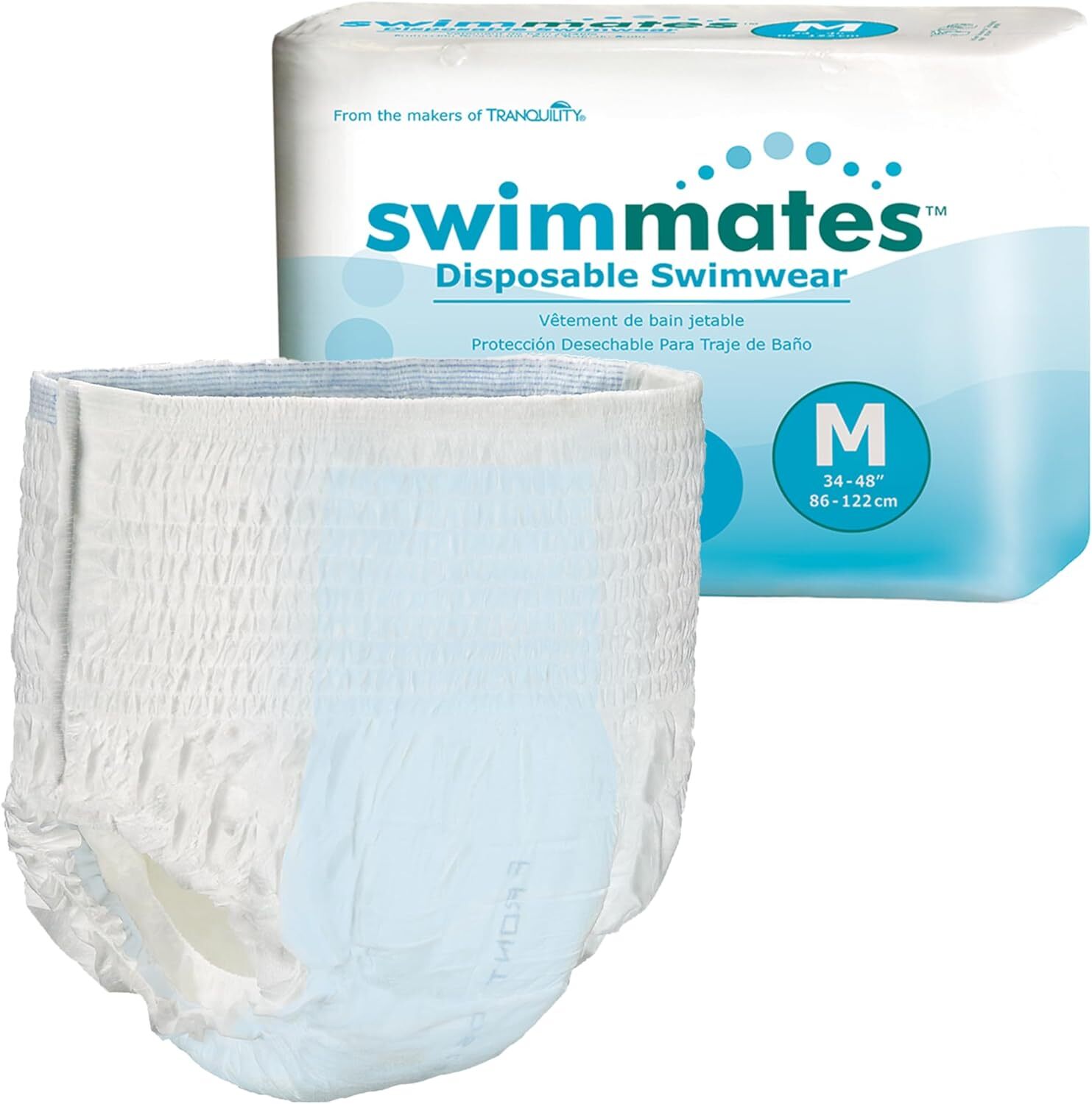 Swimmates Disposable Swim Underwear for Incontinence, Medium 34 - 48 Inch, 20ct