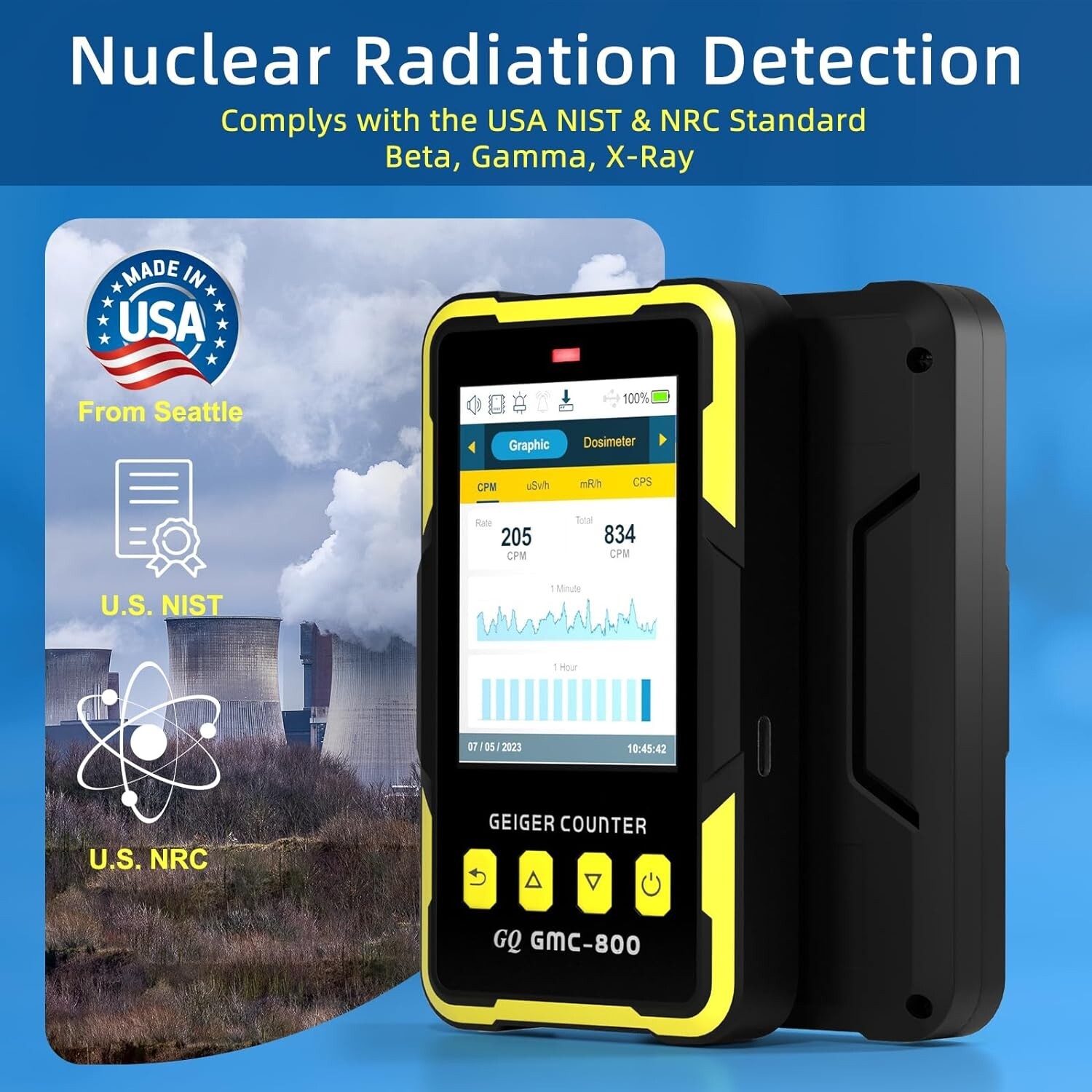 GQ GMC-800 Nuclear Radiation Detector USA Design Product US National Standard
