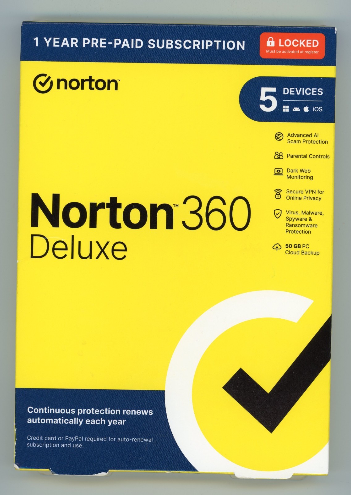NORTON 360 DELUXE INTERNET SECURITY 2025 (5 DEVICE/1 YEAR) *NEW in RETAIL BOX