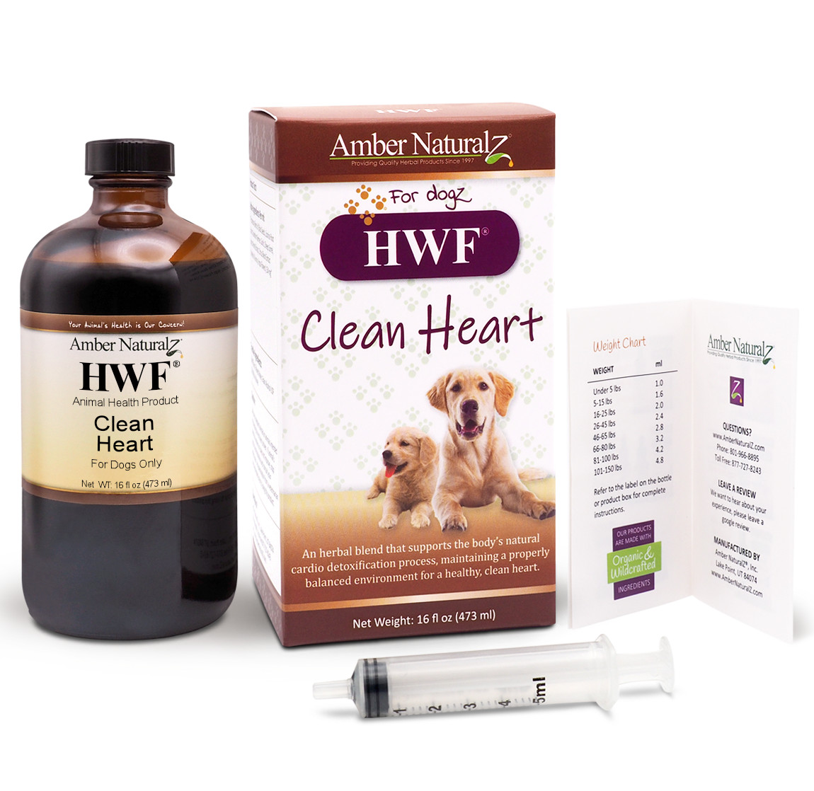 Amber Naturalz HWF - Organic Cardiovascular Detox 4 Dogs 16 oz FREE 2nd Day Air