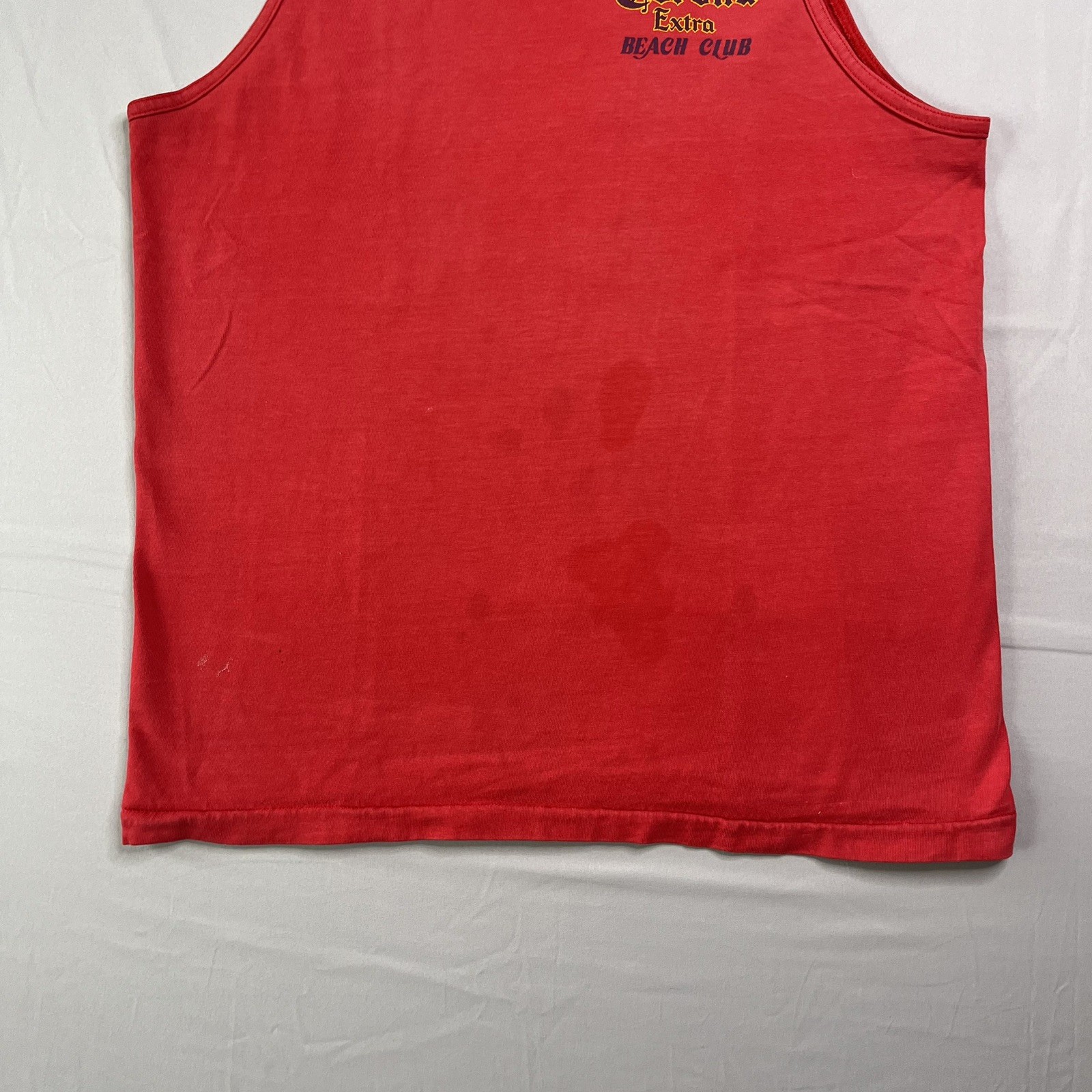 Vtg Corona Beach Club Tank Top Mens Large Red Distressed Baja California Mexico
