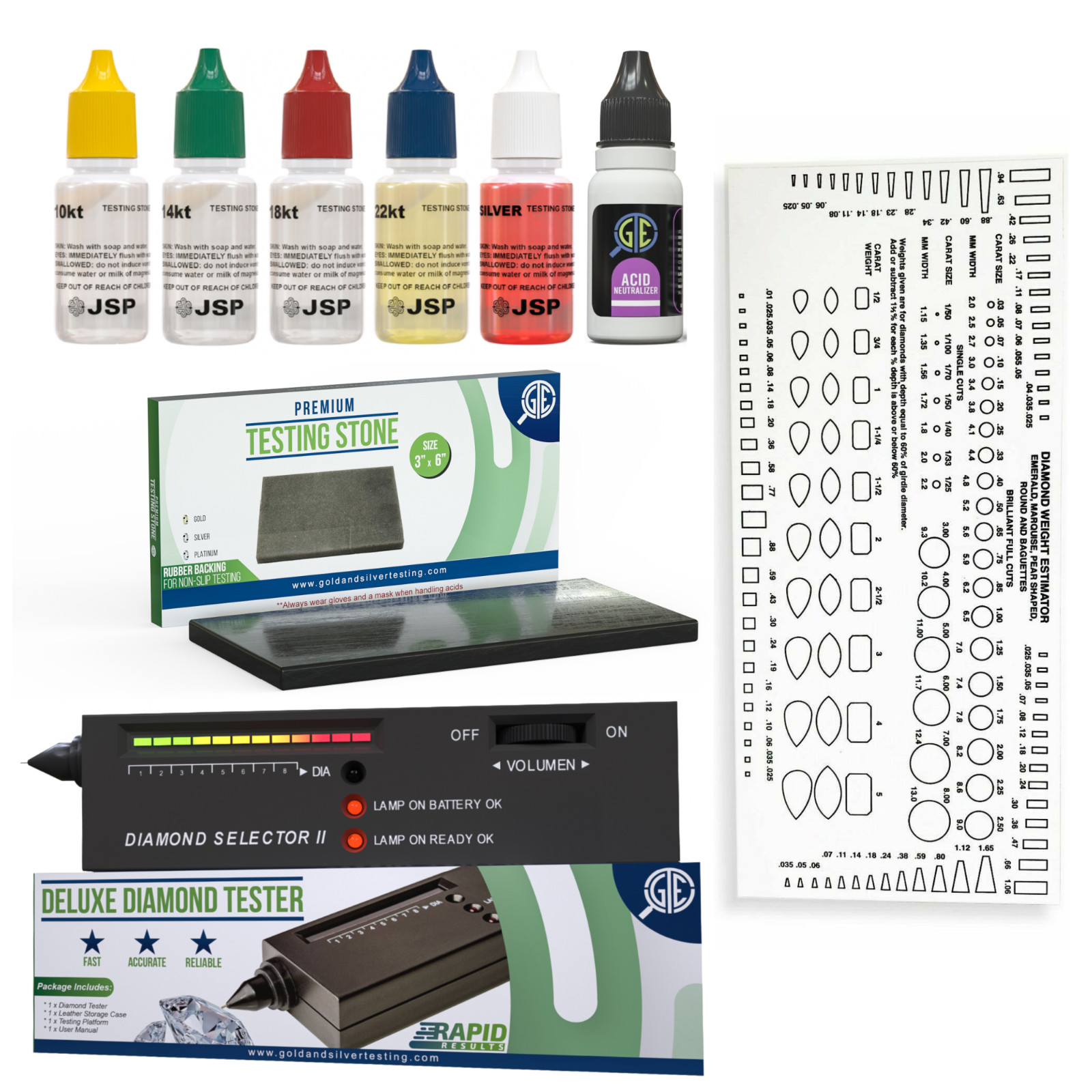 Gold Jewelry Test Kit 10K 14K 18K 22K 24K Tester 999 Diamond Gemstone Metal Test