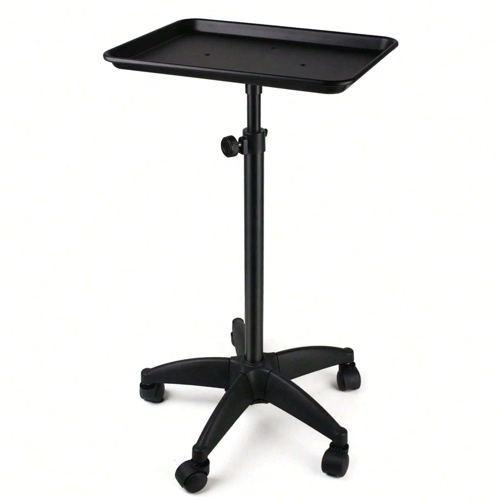Salon Tray On Wheels Tattoo Rolling Trolley Adjustable Height Storage Cart Black