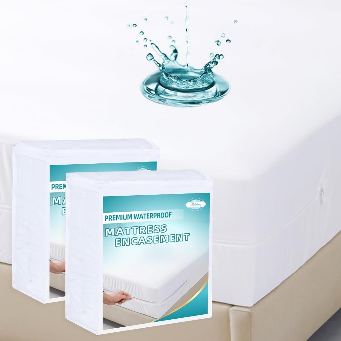 Mattress Encasement Waterproof Protector Zippered Deep Pocket Bed Bug Protector