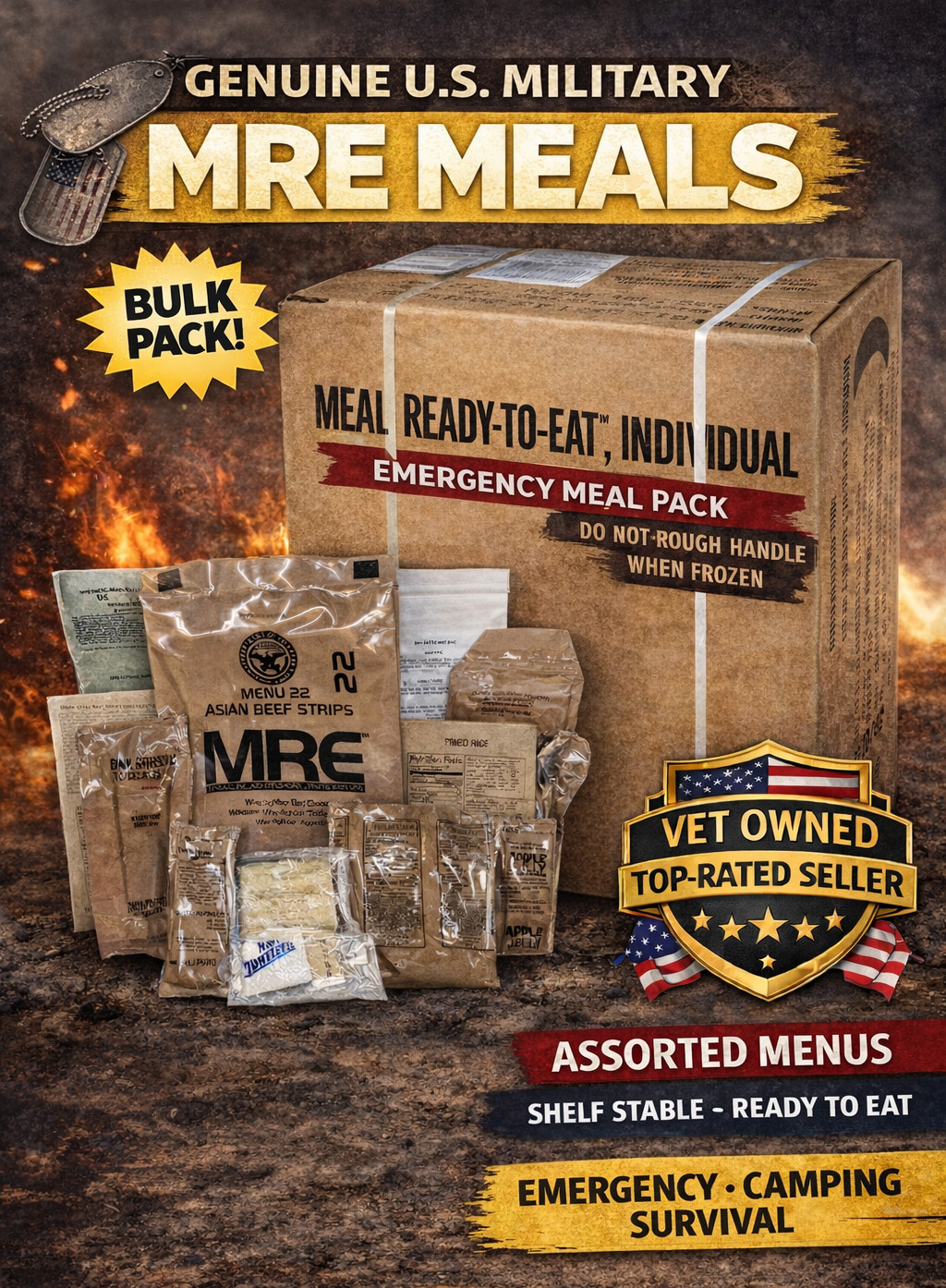 2 Pack MRE Emergency Ready To Eat Meals – Storm & Power Outage Food USA