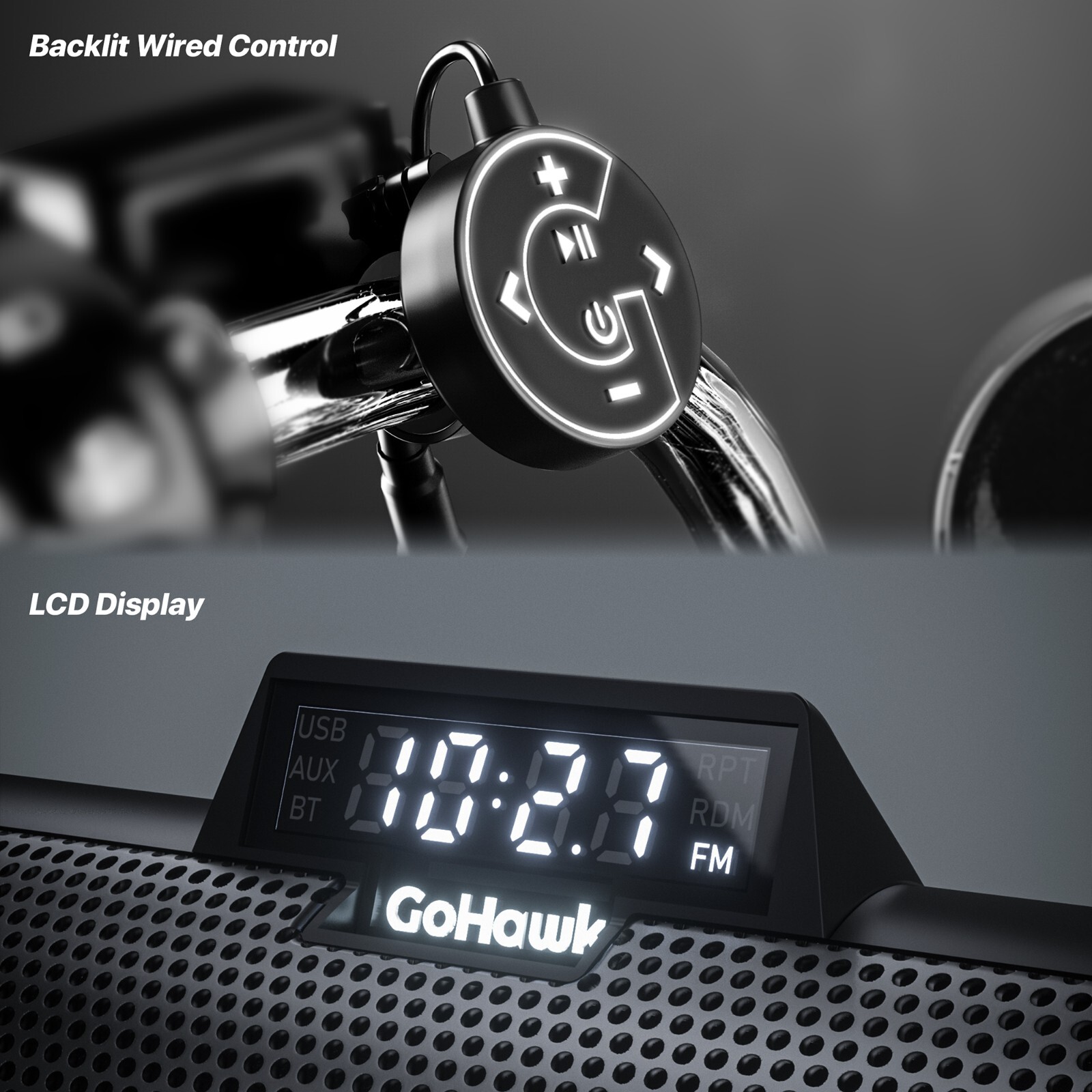 Waterproof Motorcycle Stereo 8 Speakers Audio System Bluetooth 300W Amp FM Radio