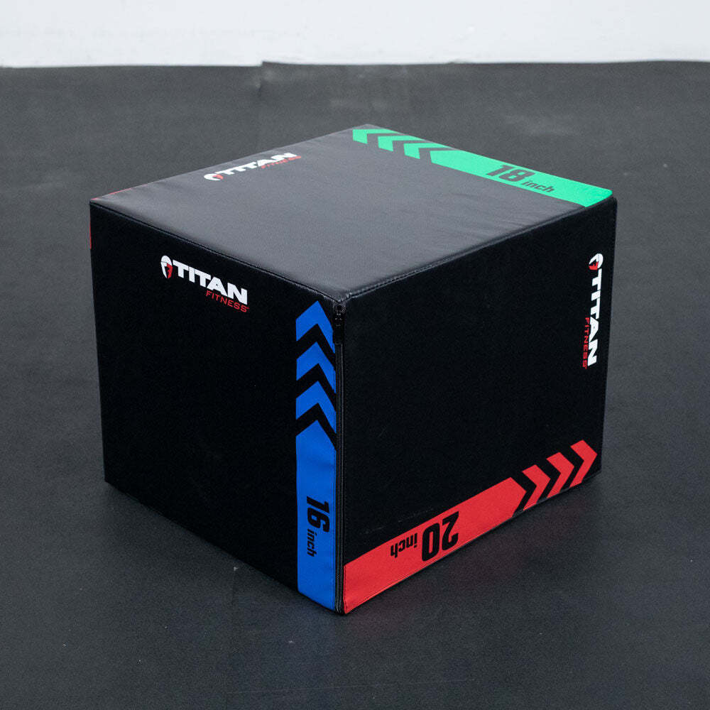 Titan Fitness Heavy Foam Plyometric Box, 16in 18in 20in, 3-In-1 Pro-Duty