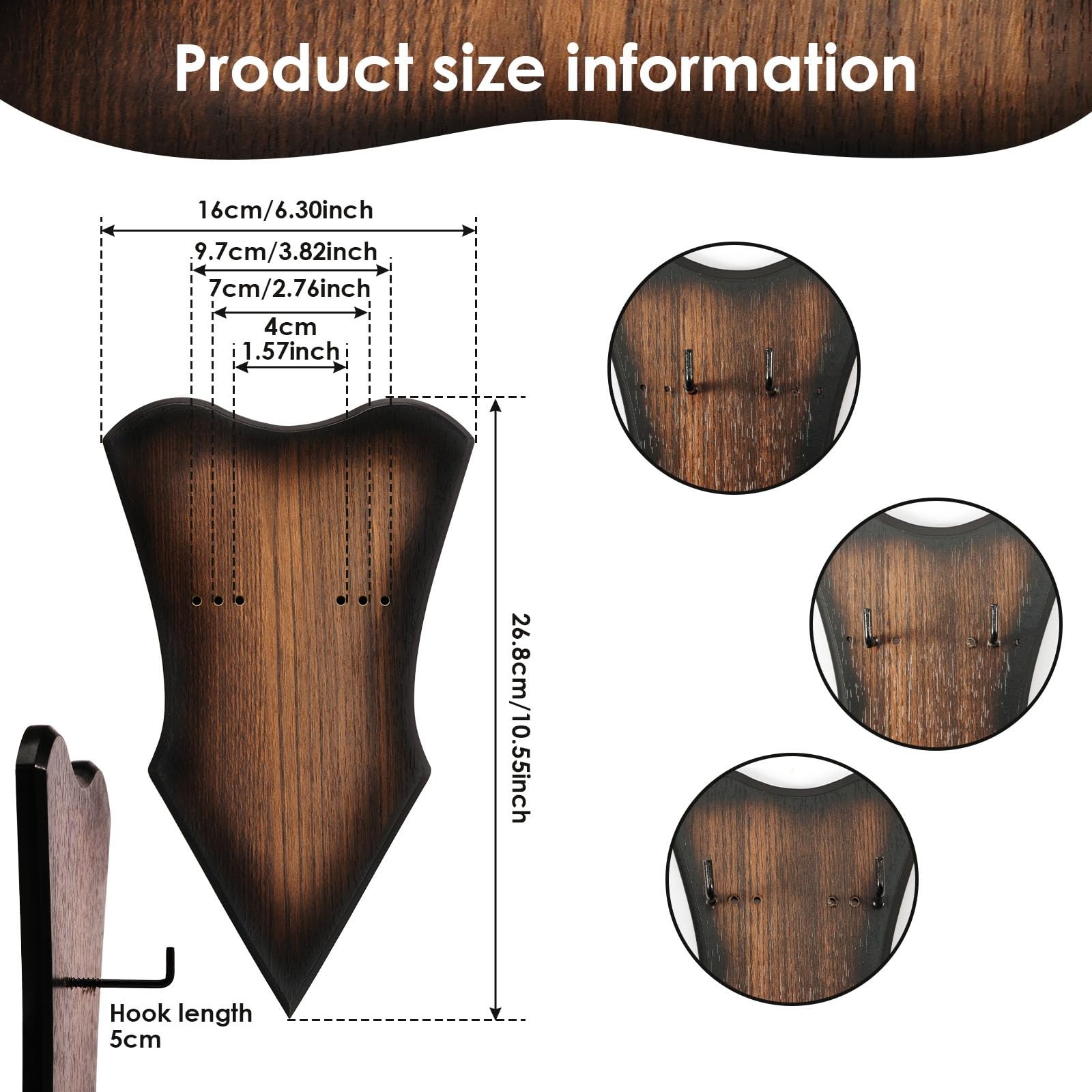 Sword Plaque Wall Mount, Adjustable Wooden Sword Holder Wall with Hardware,Wo...