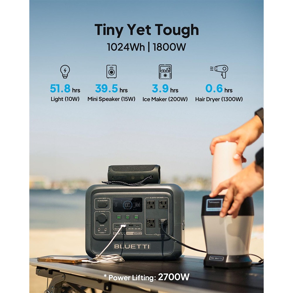 BLUETTI Elite 100 V2 1800W 1024Wh Portable Power Station Off-Grid Power 10ms UPS