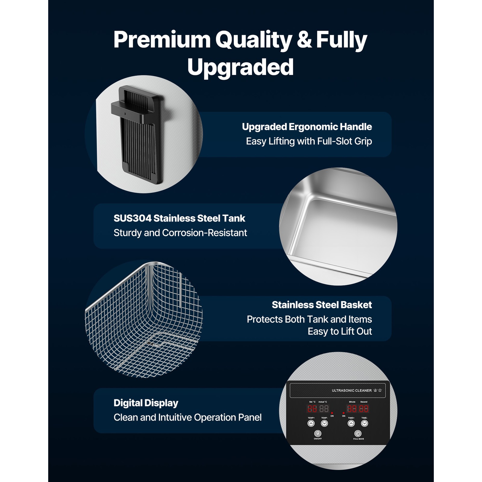 Uimoso 30L Ultrasonic Cleaner with Digital Timer & Heater Jewelry Cleaner 480W