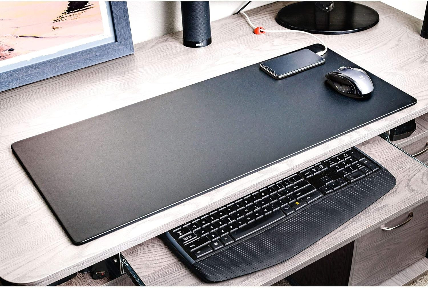 Black Leatherette 30" X 12.5" Keyboard/Mouse Desk Mat