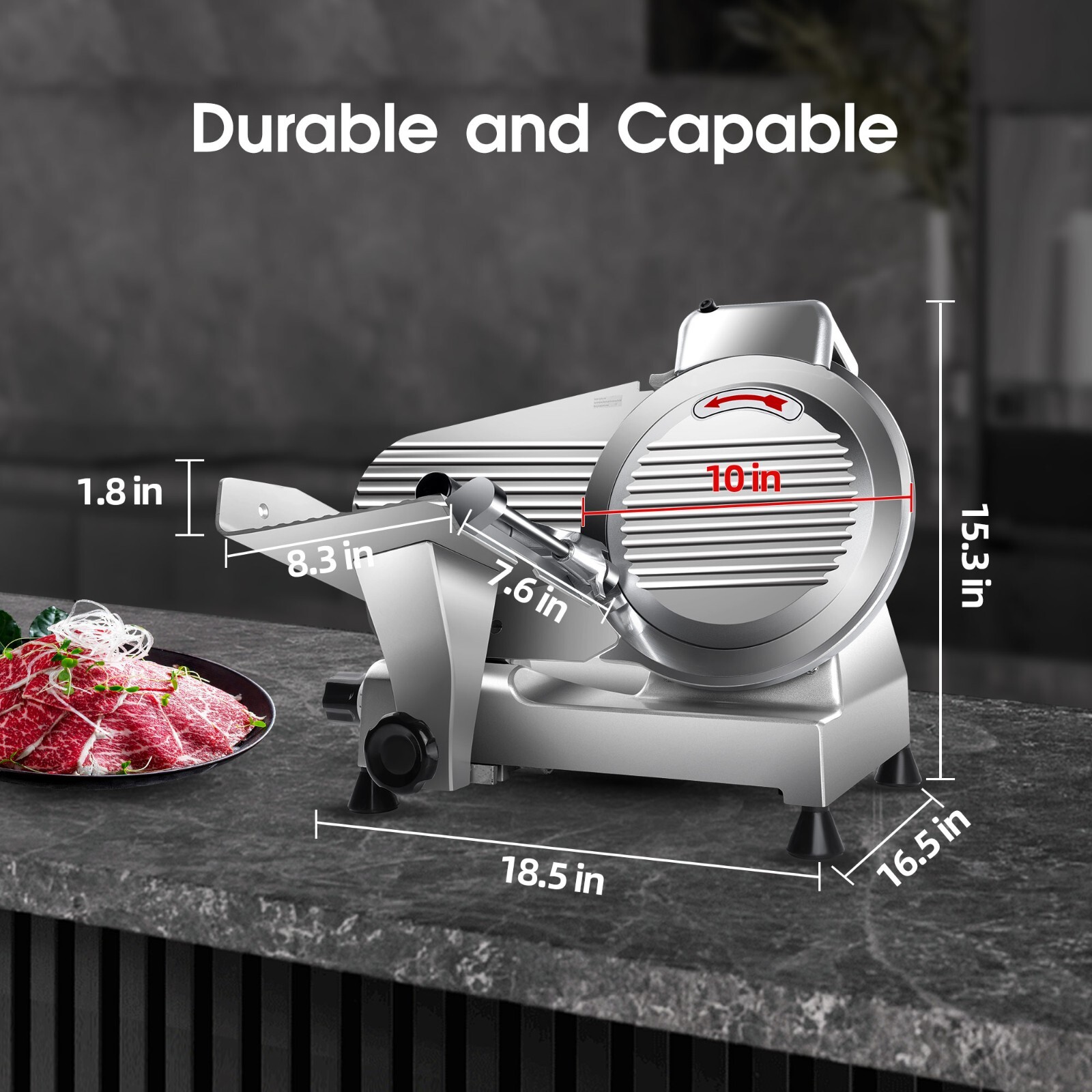 Commercial 10" Electric Meat Slicer 240W Steel Blade Frozen Meat Cheese Slicer