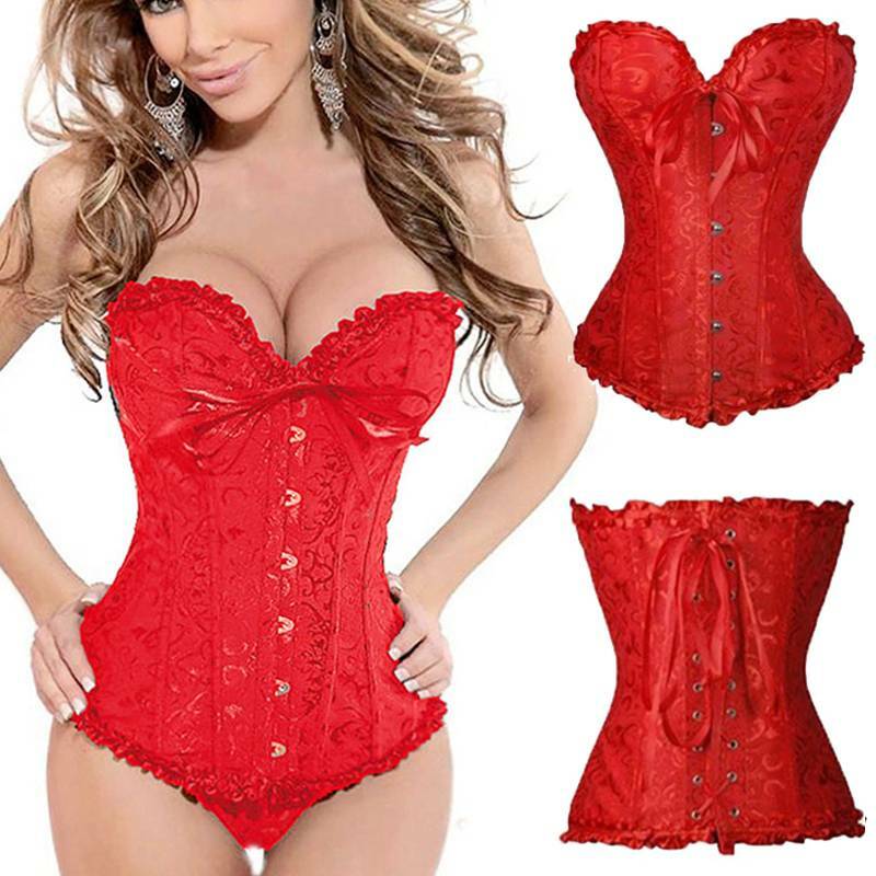 Women Classic Black Corset Bustier Gothic Burlesque Waist Trainer Overbust Tops