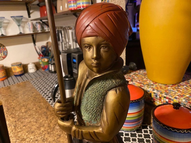 ANTIQUE BRONZE MIDDLE EASTERN COLD PAINT , NUBIAN?CANDELABRA! 16 LBS EACH!