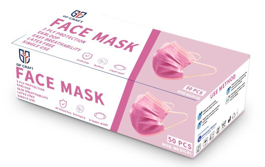 GP Craft 50/100 Pcs Disposable Face Cover 3-Ply Filter Breathable Earloop Masks