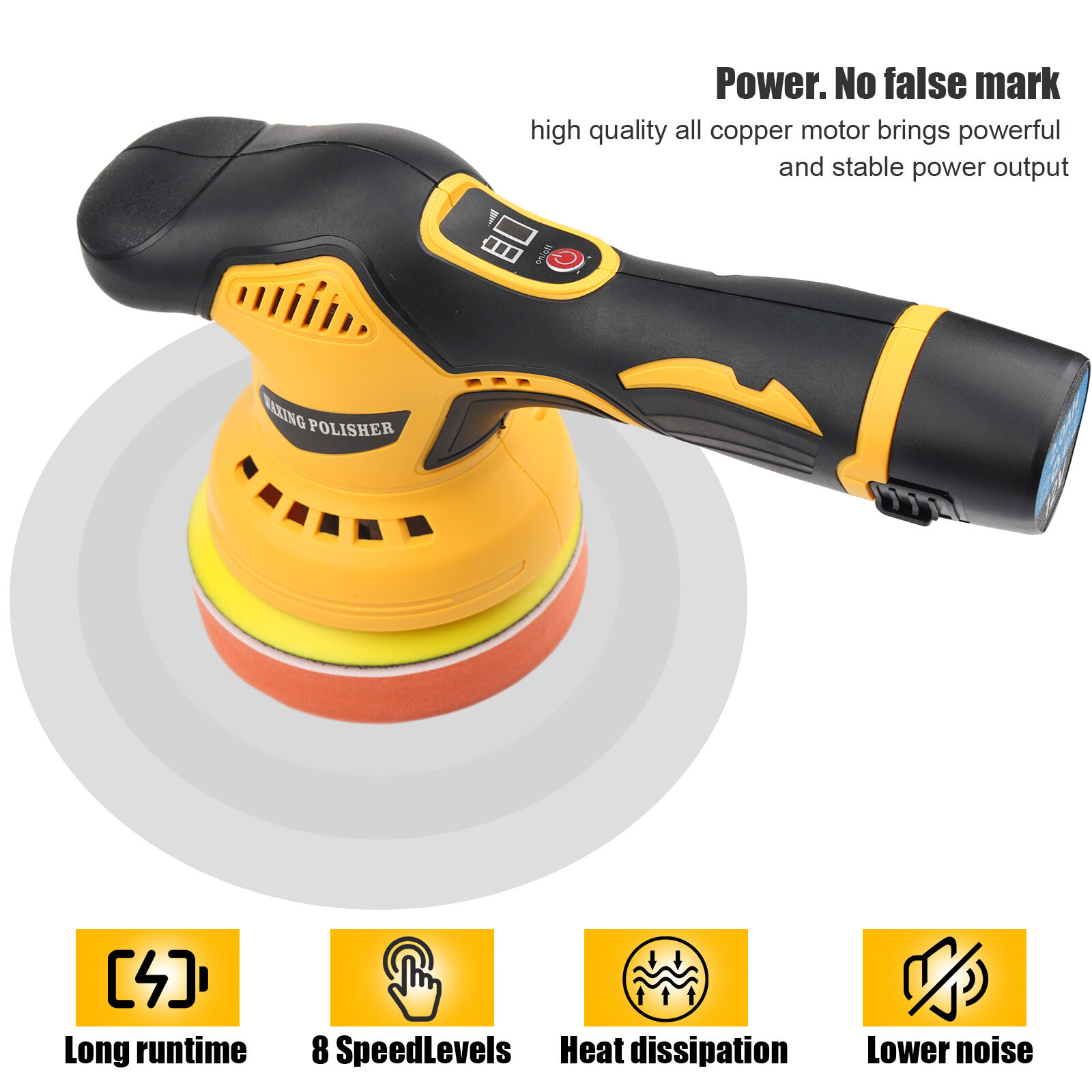 Dual Action Car Polisher Buffer Machine Cordless 5" Sander Polishing Kit Battery