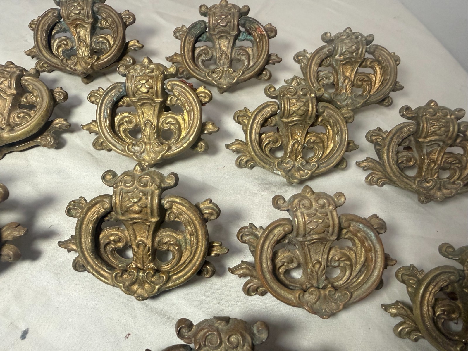 antique ornate 19th century Victorian furniture door drawer pull handle hardware