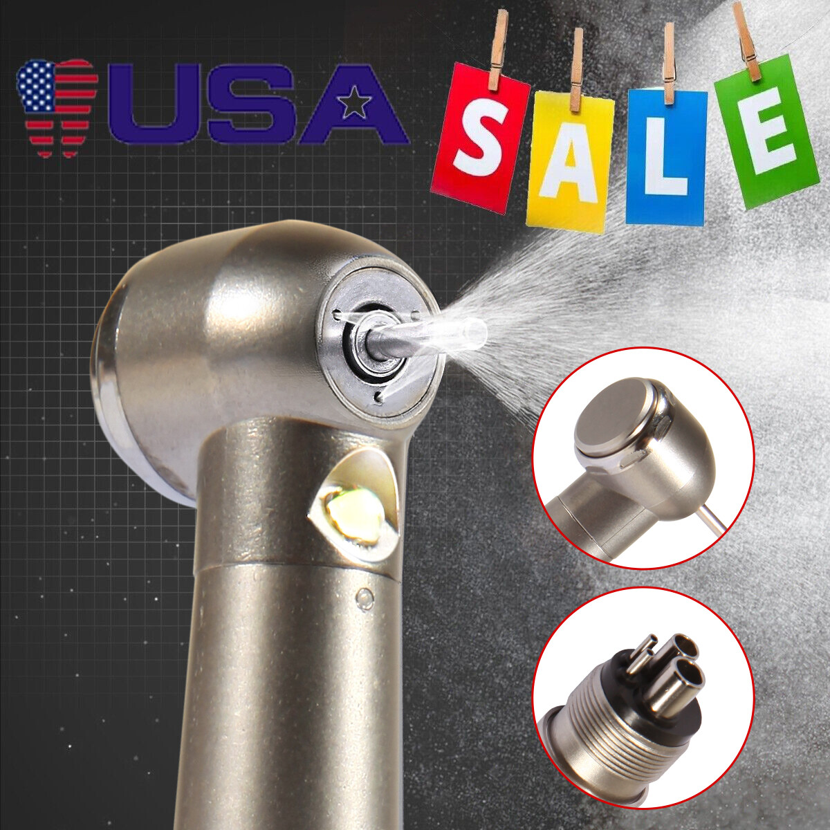 NSK Style Dental Fiber Optic LED E-generator High Speed Handpiece Turbine 4 HOLE