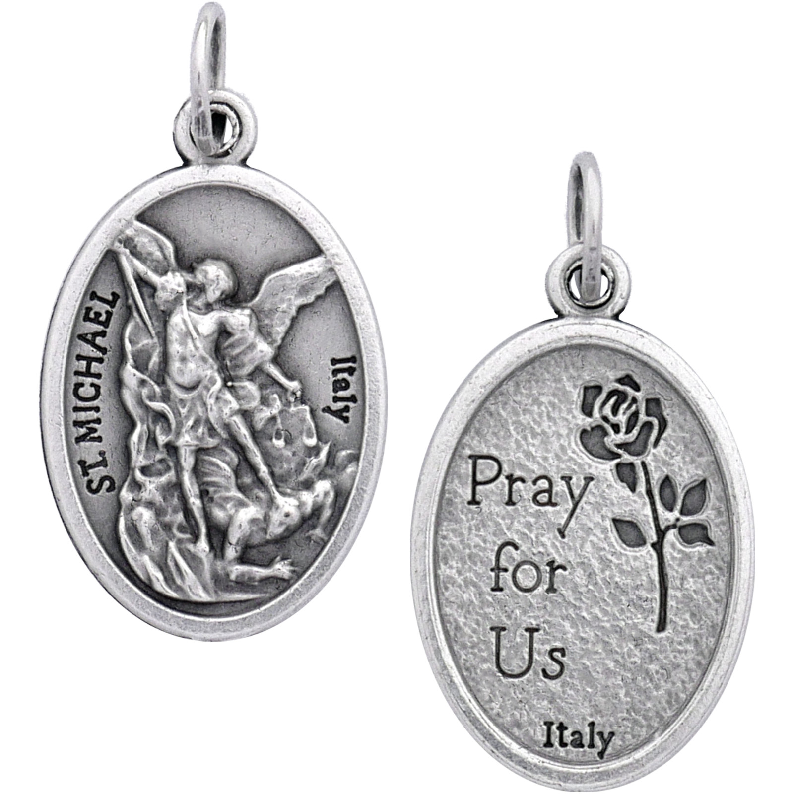 100 St. Michael the Archangel Medals – 1" Silver Plated – Catholic Bulk Italy