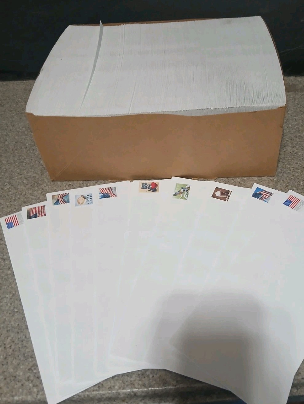 500 Forever Stamped Envelopes - #10 White Woved Security 4 1/8" X 9 1/2" Gummed