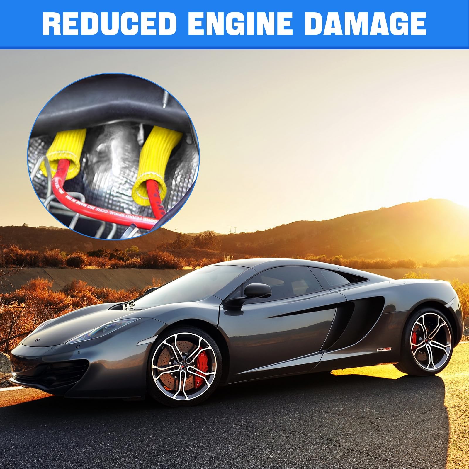 2500° Spark Plug Heat Shield Sleeve for 8PCS Wire Boots Yellow