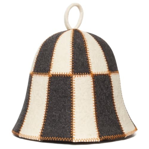 Wool Sauna Hat Checkered - Wool Banya Hat Sauna Cap for Men - Sauna Cap for