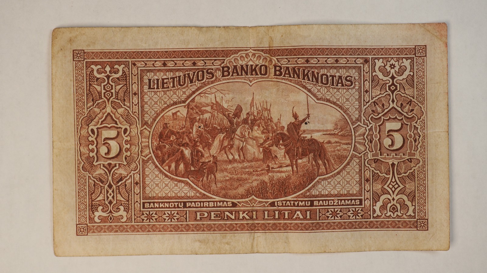 1929 LITHUANIA 5 LATAI BANK NOTE**NICE AND RARE ** SHIPS FREE S5027