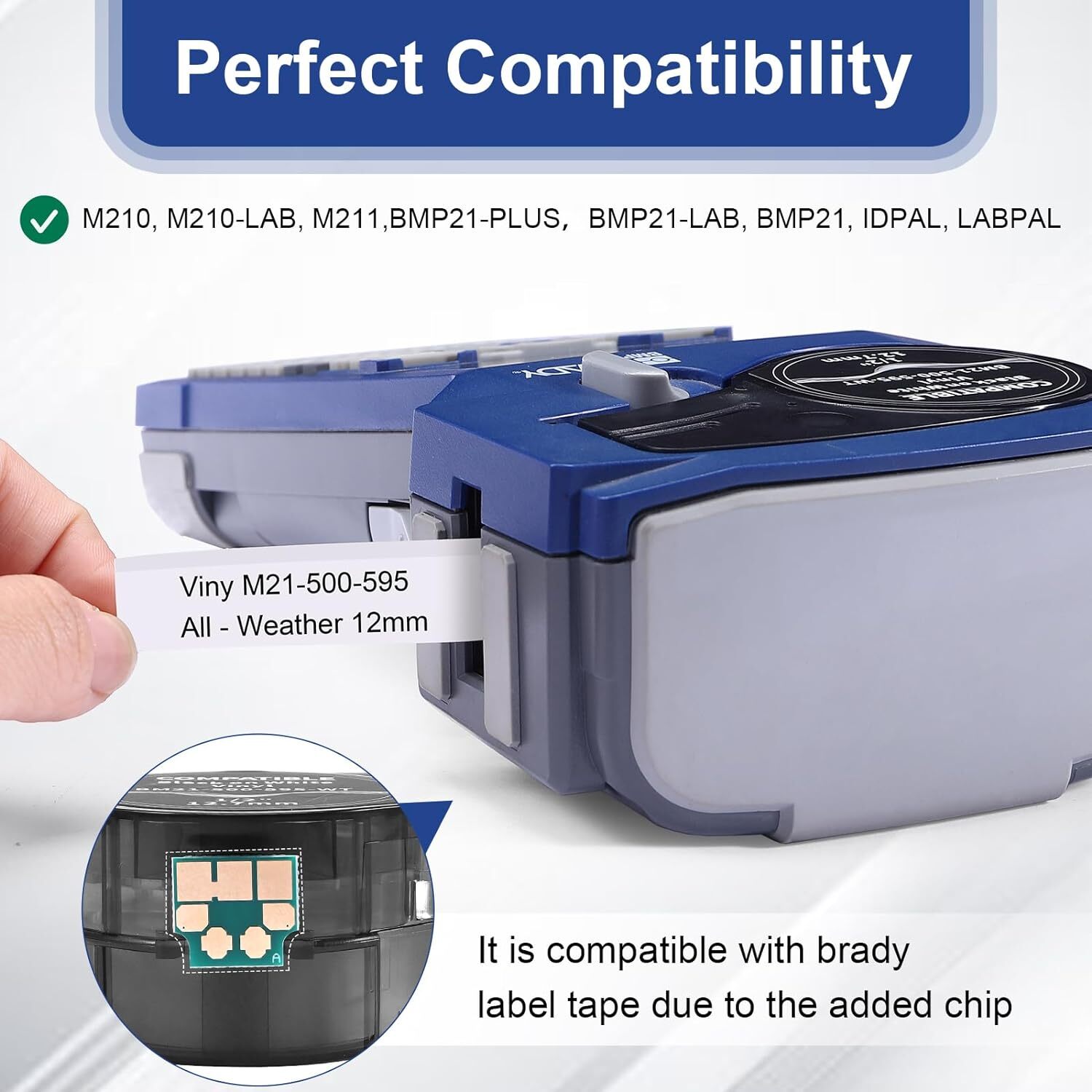 10PK For BMP21-PLUS M21-500-595-WT Label Cartridge Black/White 1/2" x 21