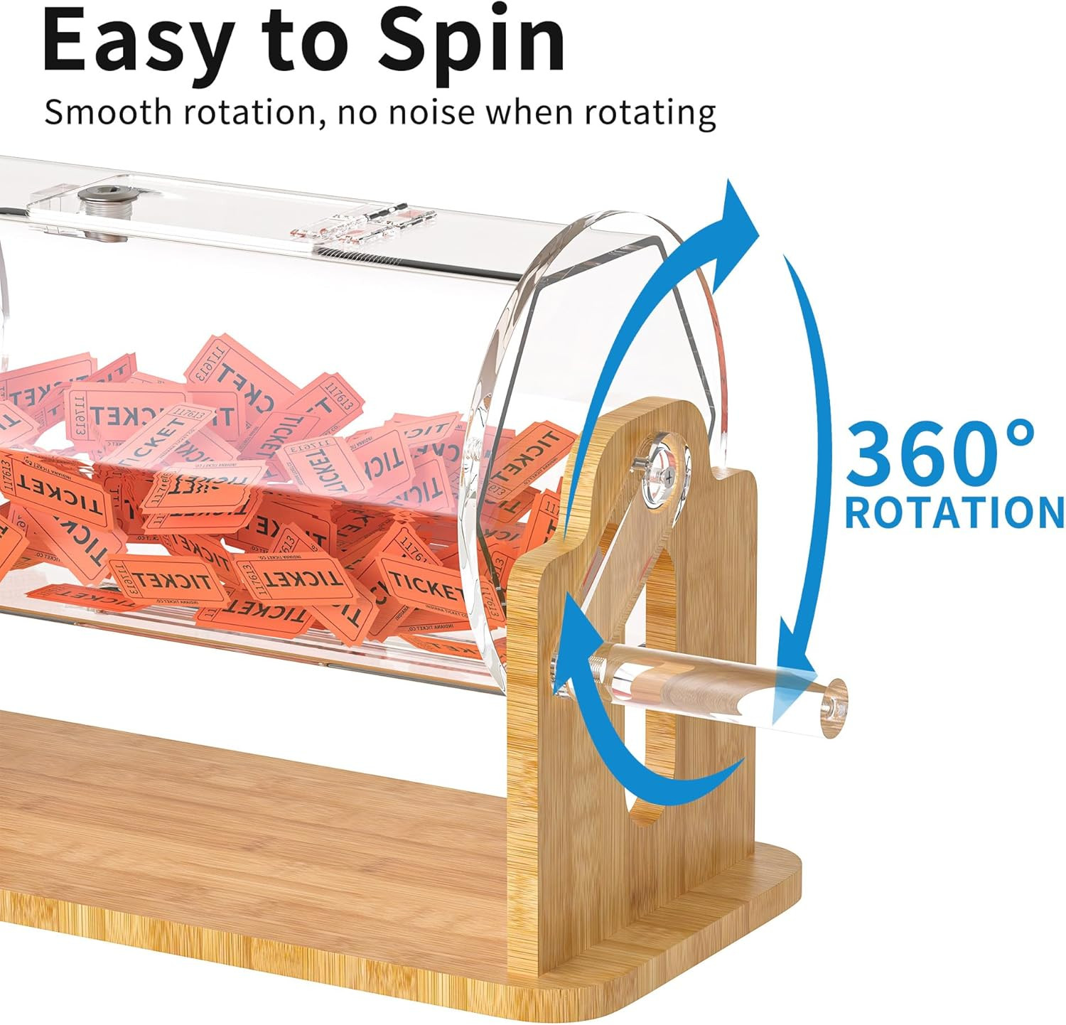 Acrylic Raffle Drum with Bamboo Base, Games & Events Pro Transparent Prize Spinn