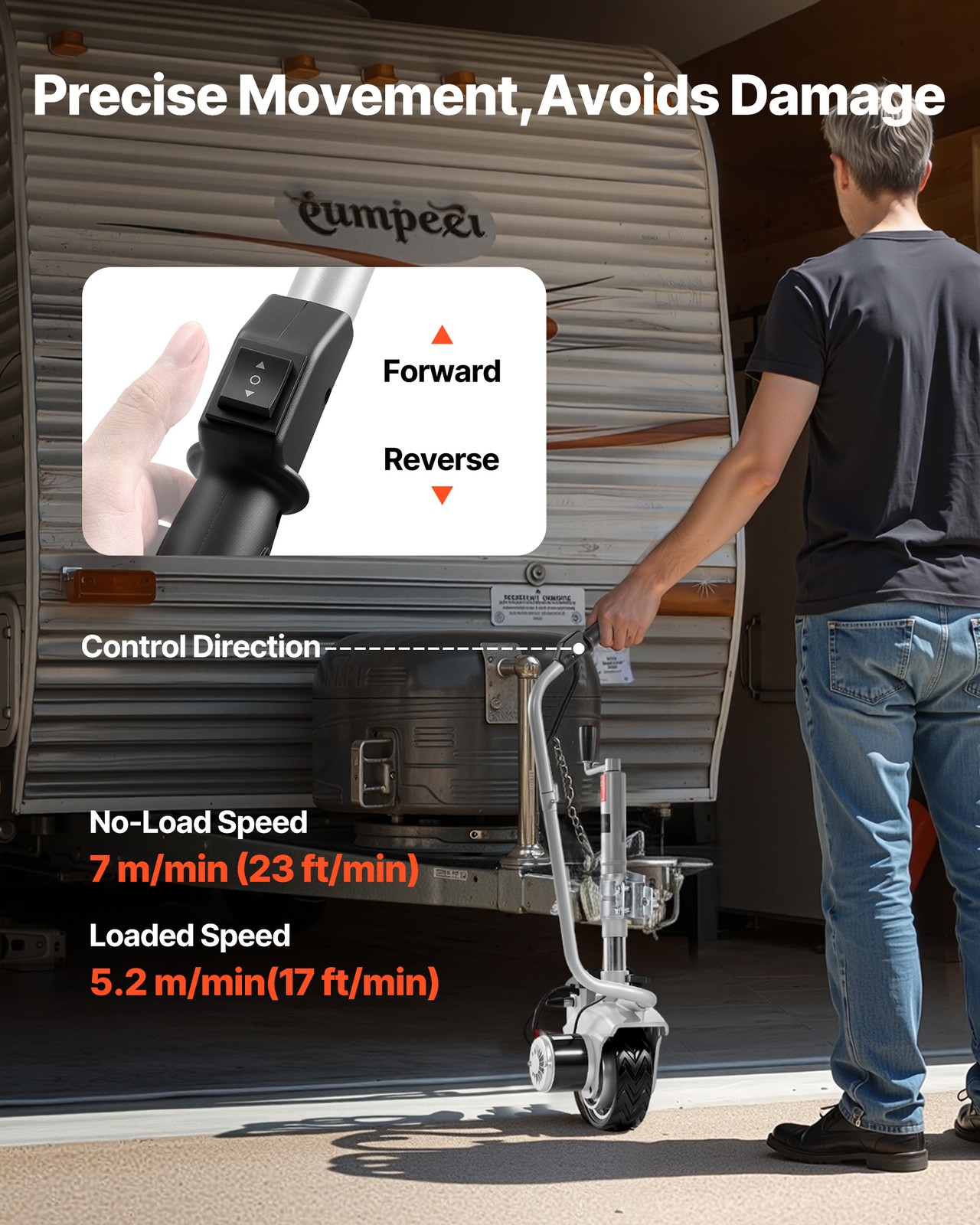 VEVOR Motorized Jockey Wheel 5500 lbs Adjustable Electric Trailer Dolly 380W