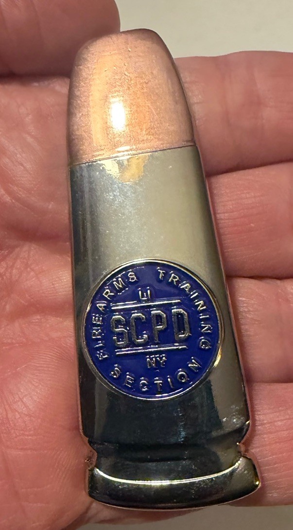 SUFFOLK COUNTY POLICE SCPD BULLET FIREARM TRAINING RANGE CHALLENGE COIN NEW YORK