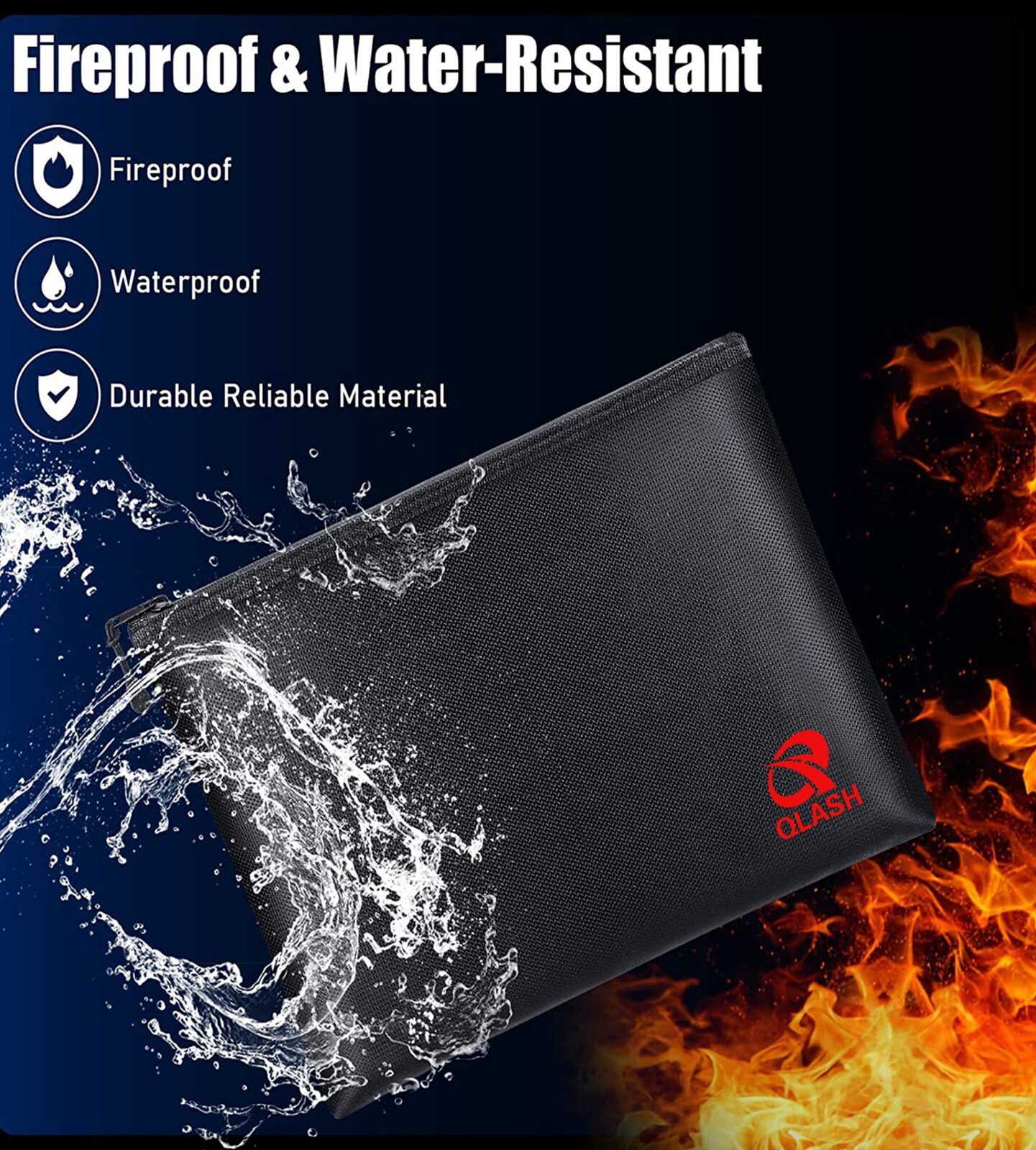Large Fire Proof money Bag Fireproof Document Pouch Waterproof Safe Cash US