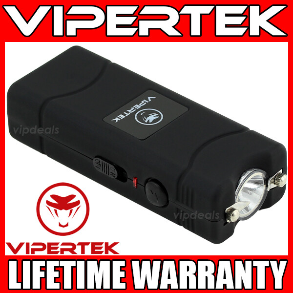 VIPERTEK Stun Gun Micro Mini BLACK VTS-881 390 BV Rechargeable LED Flashlight