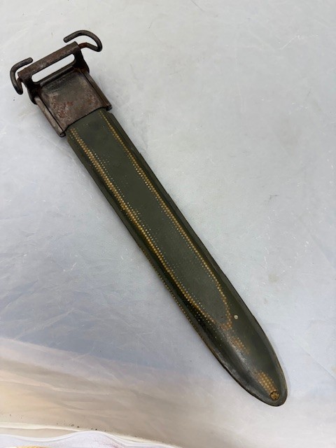 WW2 Original AFH U.S. Flaming Bomb 1943 M1 GARAND 10” BAYONET and SCABBARD