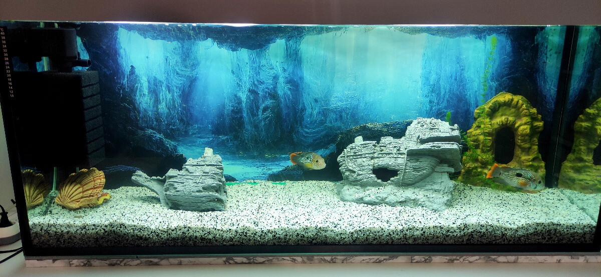 Aquarium Background Sticker, Underwater Caves Fish Tank Decorations Poster