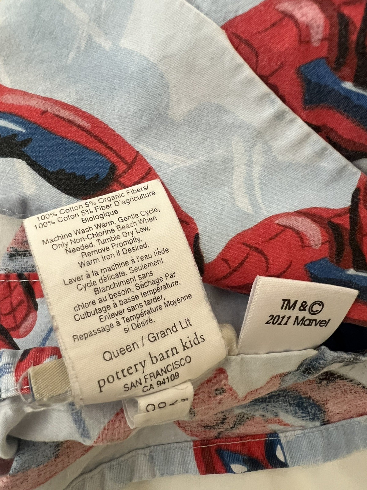 Pottery Barn Kids Marvel Comics Queen Size Spider-Man Flat and Fitted Sheets