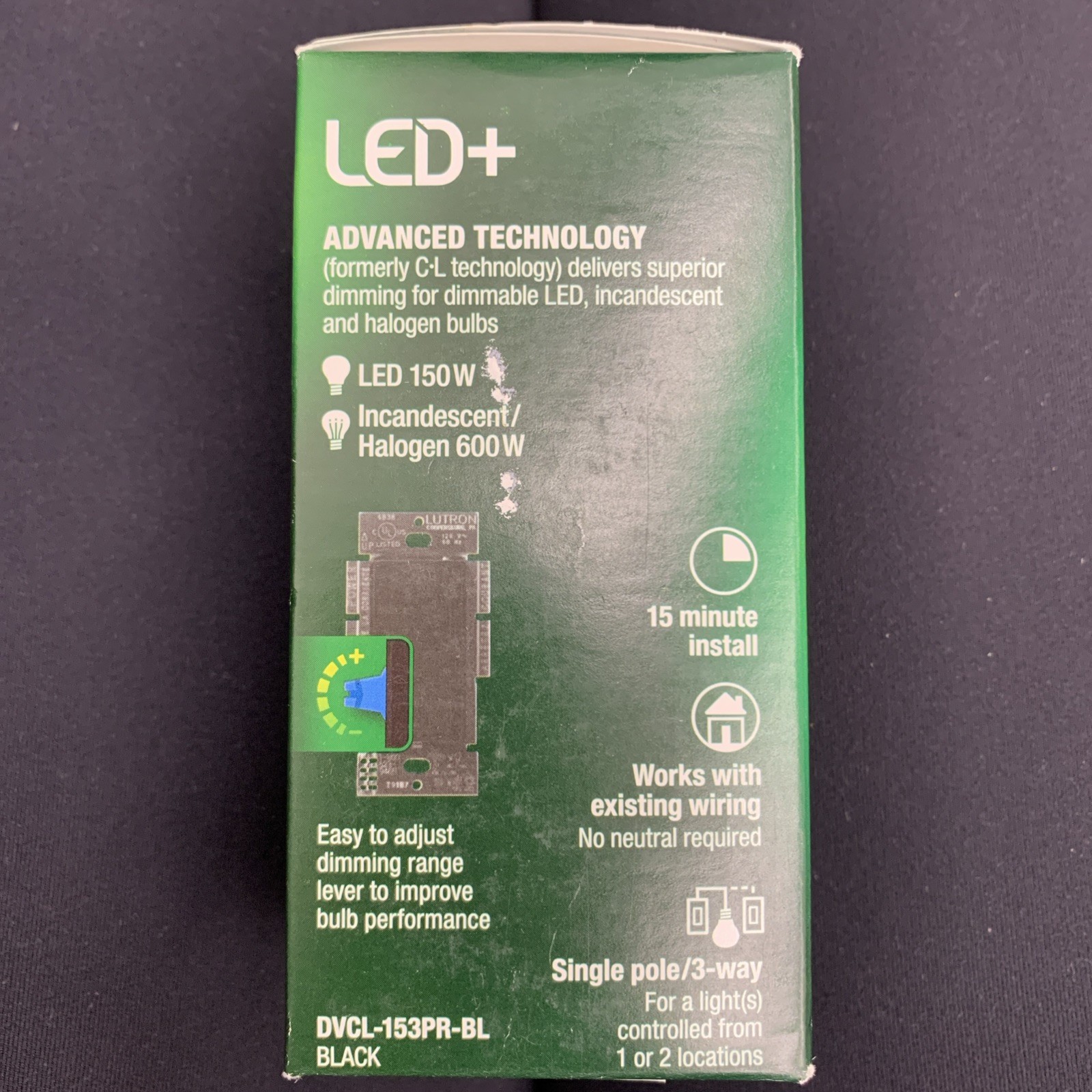 LOT OF 10- Lutron DVCL-153PR-BL Dimmer Wall Switch - Black #6081