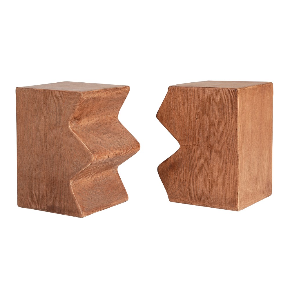 Set of 2 Rectangular Outdoor Side Tables Decorative Garden Stools Accent Table